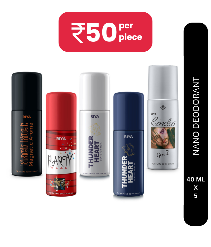     			Riya Nano Deodorant For Men And Women, 40 Ml Each, Pack Of 5