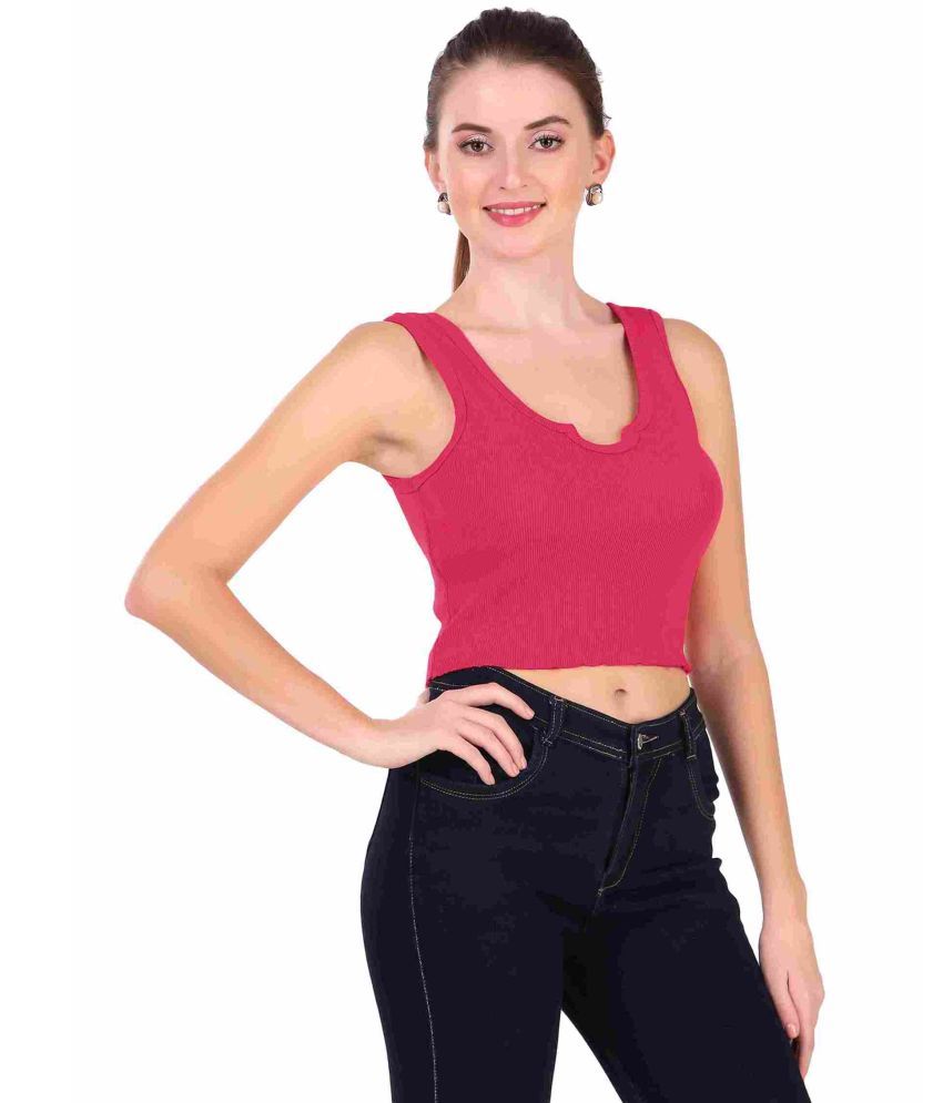     			S Stair Fluorescent Pink Cotton Blend Women's Crop Top ( Pack of 1 )