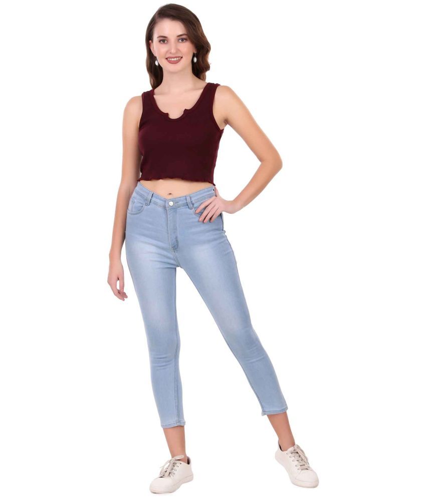     			S Stair Maroon Cotton Blend Women's Crop Top ( Pack of 1 )