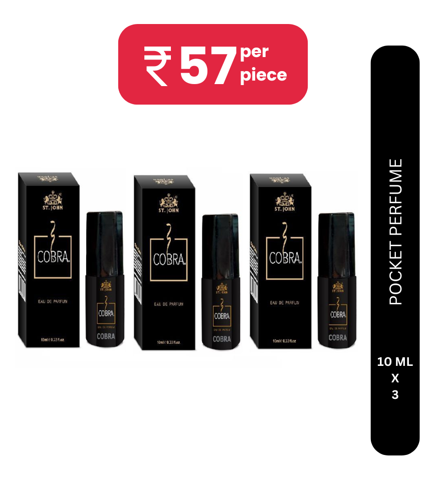     			ST.JOHN Cobra Perfume 10ml Long Lasting Pocket Perfume For Men 10ml Each (30ml) - Pack of 3