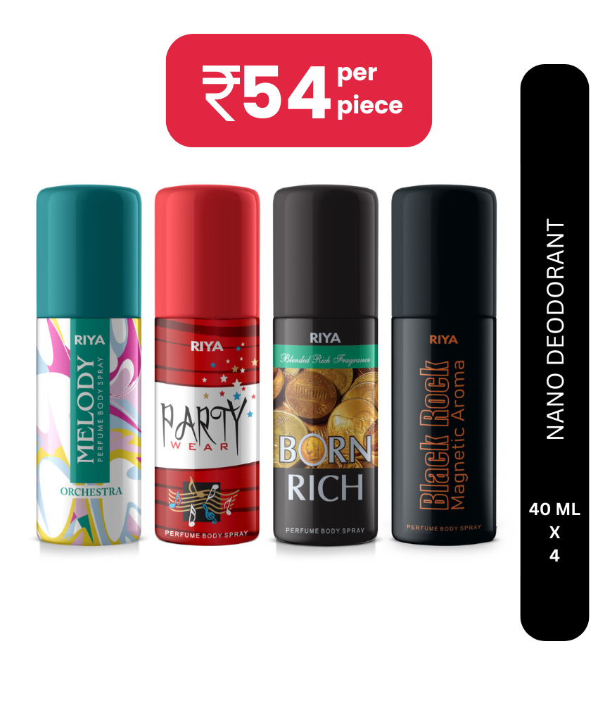     			Riya Melody, Thunder Heart, Born Rich, Black rock Deodorant For Men & Women 40 ml Each, Pack of 4