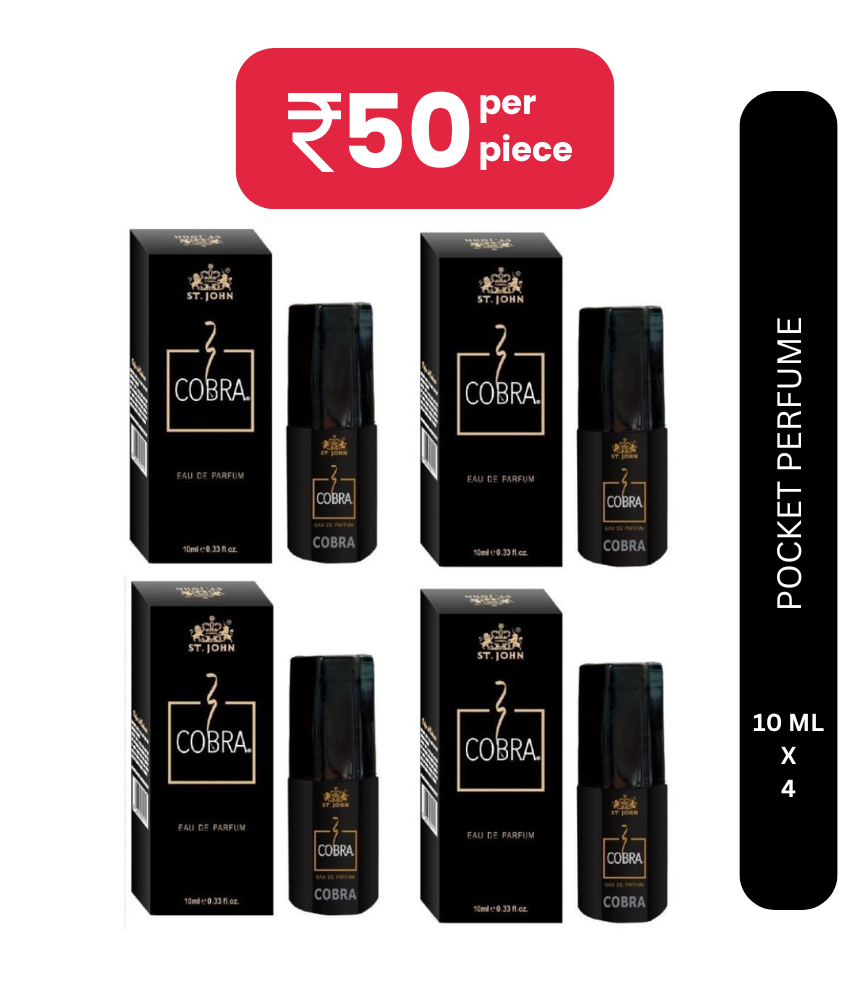     			ST.JOHN Cobra Perfume 10ml, Long lasting Pocket Perfume For Men 10ml Each (40ml) - Pack of 4