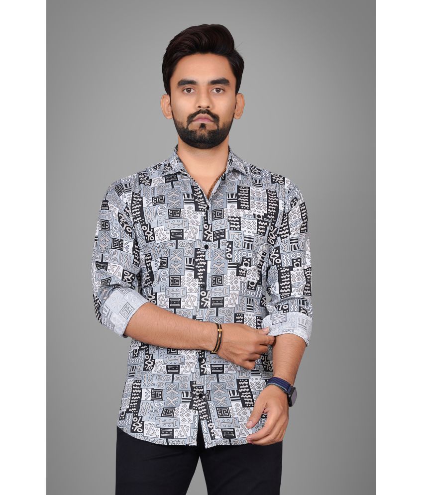     			SUR-T Viscose Regular Fit Printed Full Sleeves Men's Casual Shirt - Grey ( Pack of 1 )