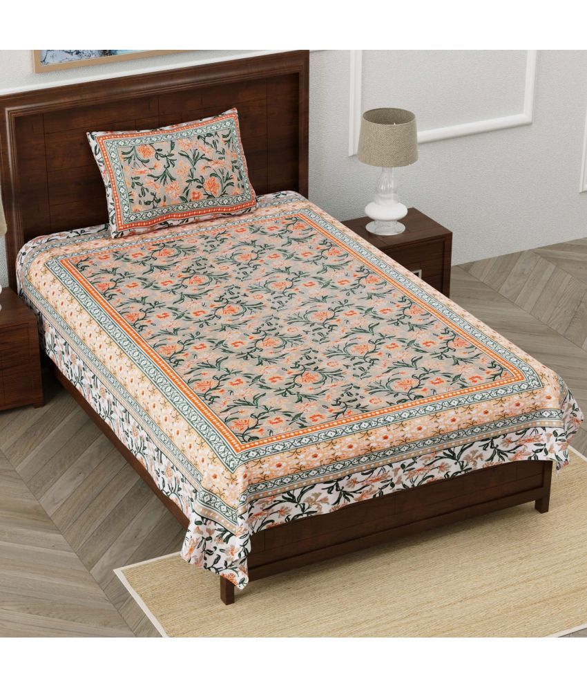     			Shubastik Cotton 1 Single Bedsheet with 1 Pillow Cover ( Orange )