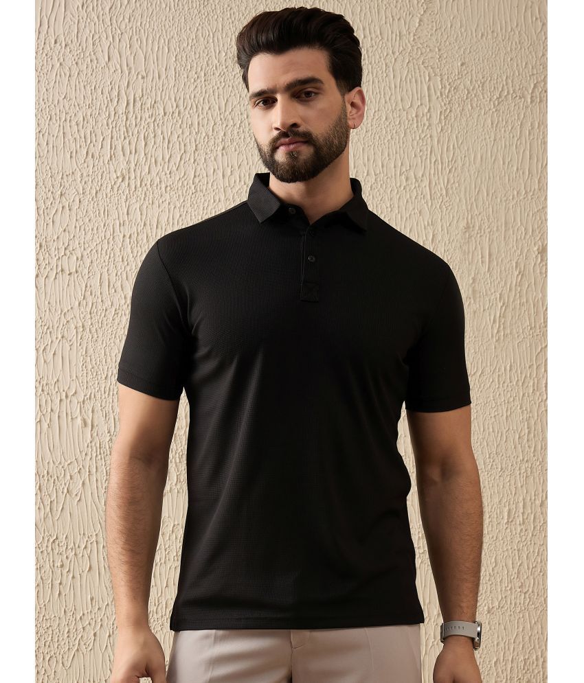     			Uth Republic Pack of 1 Cotton Blend Regular Fit Self Design Half Sleeves Men's Polo T Shirt ( Black )