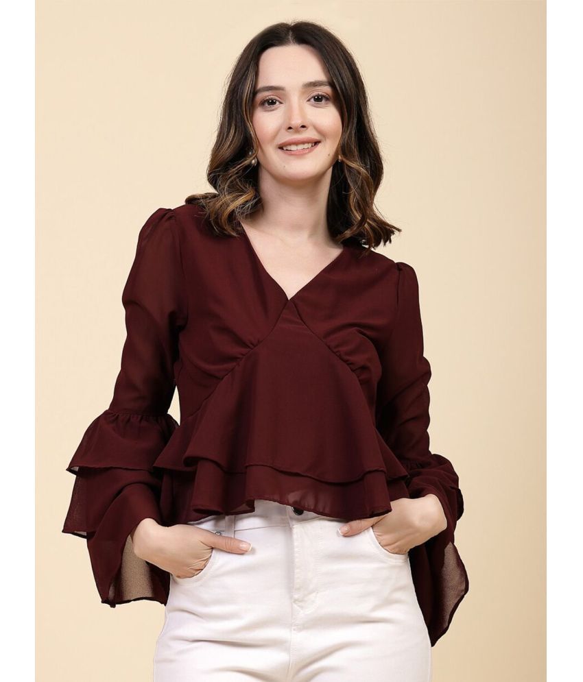     			Freehand Maroon Polyester Women's Tiered Top ( Pack of 1 )