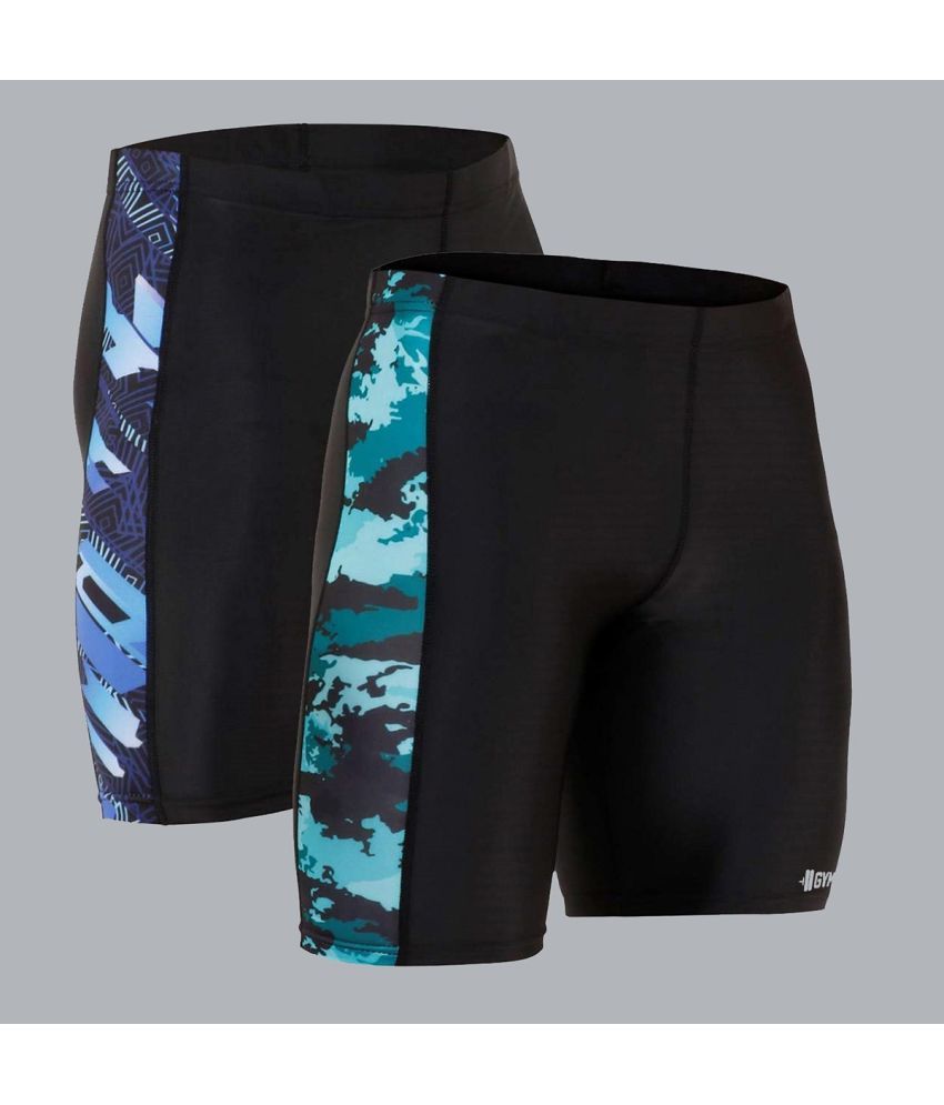     			NEVER LOSE Teal Polyester Men's Cycling Shorts ( Pack of 2 )