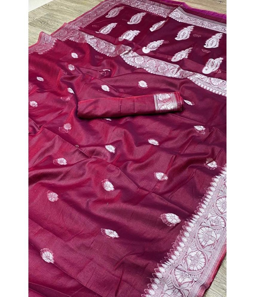     			SAREEKART FAB Pack of 1 Kanjivaram Silk Woven Saree With Blouse Piece ( Purple )