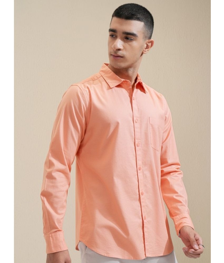     			Spain Style Poly Cotton Regular Fit Solids Full Sleeves Men's Casual Shirt - Peach ( Pack of 1 )