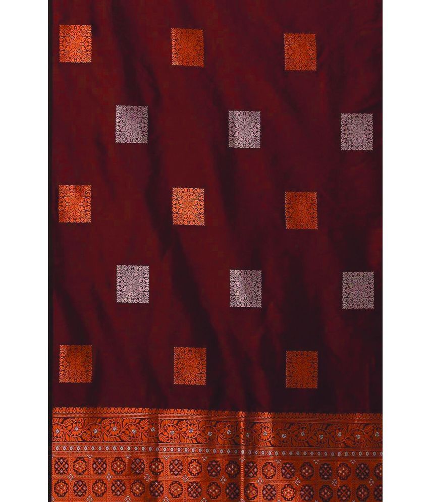     			Vividvibe Pack of 1 Kanjivaram Silk Self Design Saree With Blouse Piece ( Maroon )