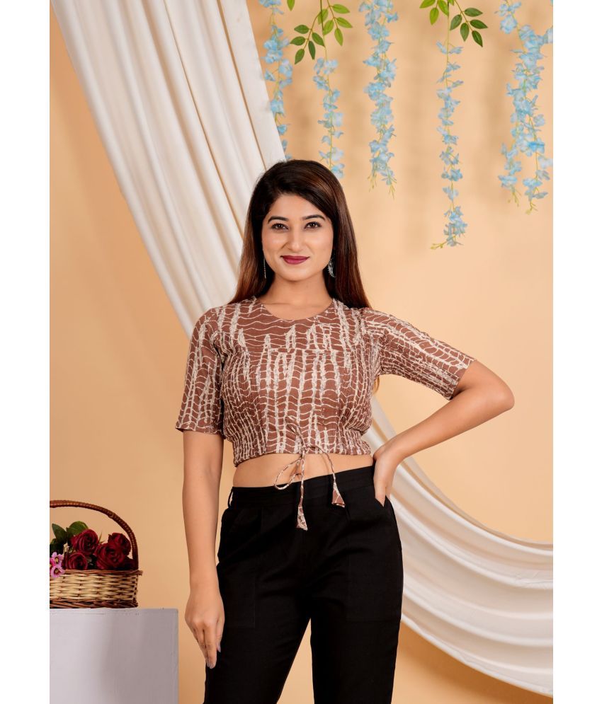     			Yash Gallery Brown Readymade without Pad Cotton Women's Blouse ( Pack of 1 )