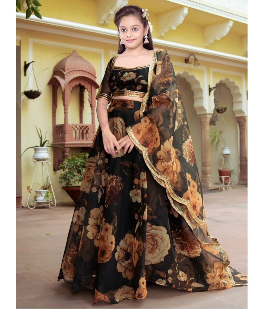     			piludi Organza Lehenga Choli Set For Girls ( Pack of 1 , Black )