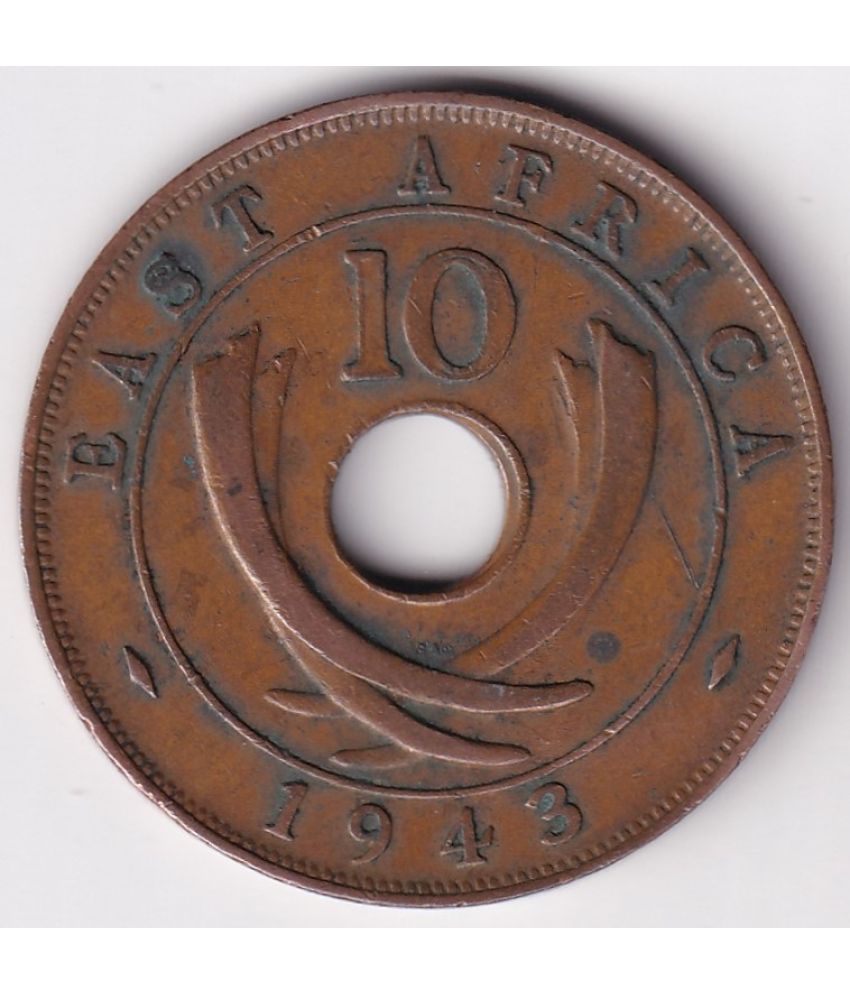     			10 Cents East Africa Holed 1943 Rare Old Coin