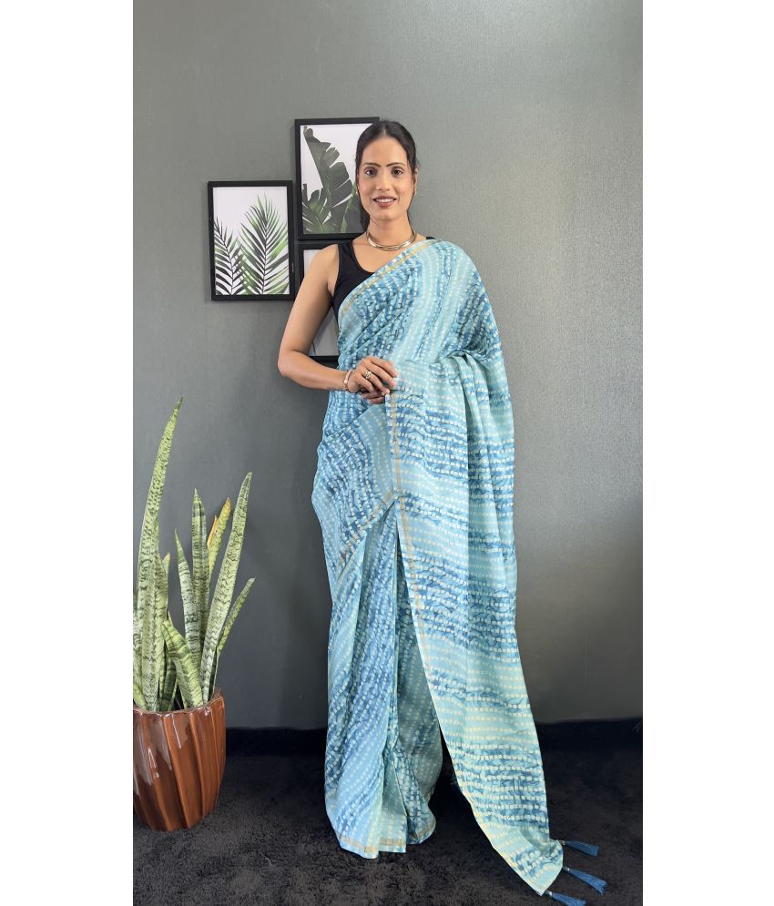     			A TO Z CART Pack of 1 Chiffon Printed Saree With Blouse Piece ( SkyBlue )