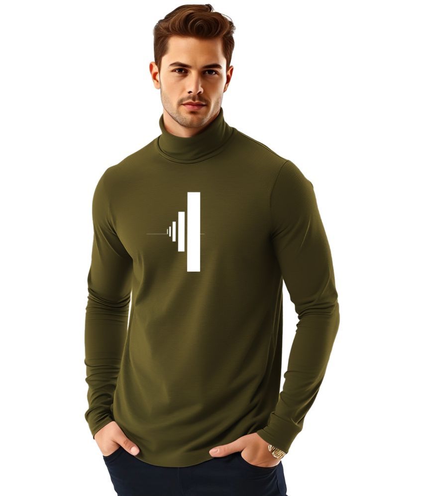     			AOOSH Cotton Blend Regular Fit Printed Full Sleeves Men's High Neck T-Shirt - Green ( Pack of 1 )