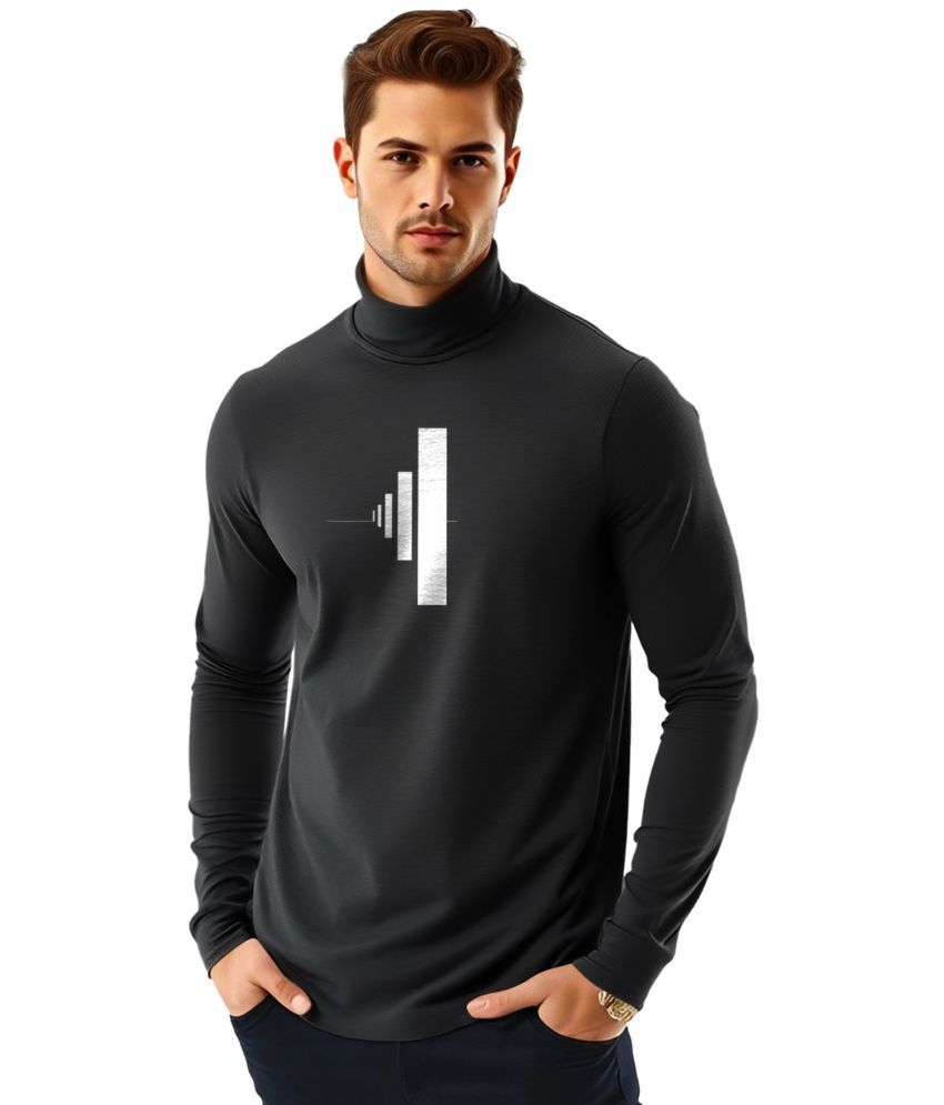     			AOOSH Cotton Blend Regular Fit Printed Full Sleeves Men's High Neck T-Shirt - Black ( Pack of 1 )