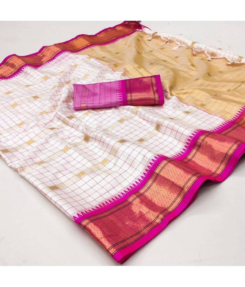     			Aika Pack of 1 Cotton Silk Checks Saree With Blouse Piece ( Pink )