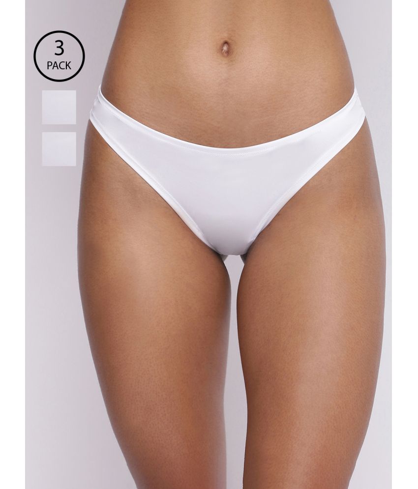     			BASIICS By La Intimo Pack of 3 Polyester Thongs For Women ( White )