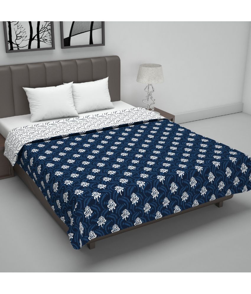     			DIVINE CASA Microfiber Floral Double Bed Dohar - Blue ( )