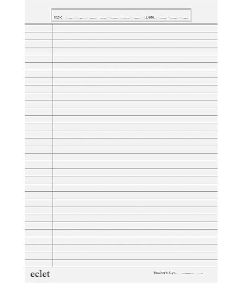     			Eclet A4 Size one Side Ruled White Sheet (Pack of 100 sheets) for Project/Assignment/Practical/Homework(A4-100 Sheet OSR White)