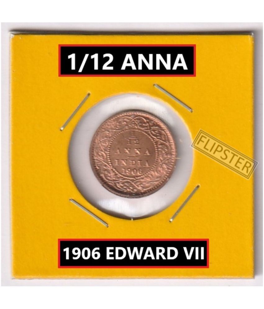     			**Extremely Rare** 1/12 Anna 1906 Edward VII, old British India Coin Collection