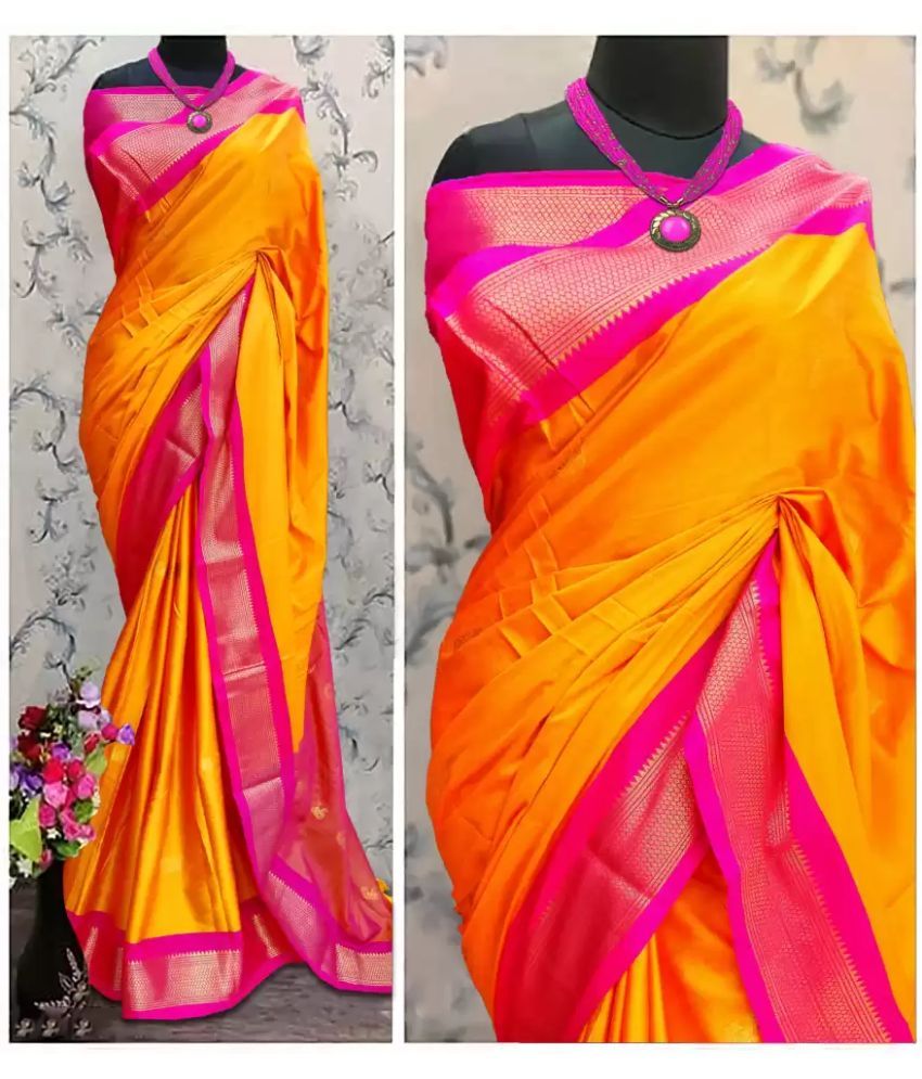     			FAB SILK Pack of 1 Cotton Silk Woven Saree With Blouse Piece ( Multicolor14 )