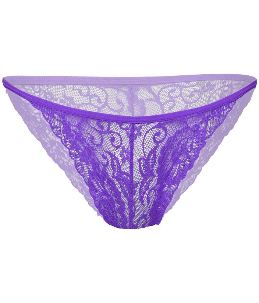     			FIHA Pack of 1 Lace Thongs For Women ( Purple )