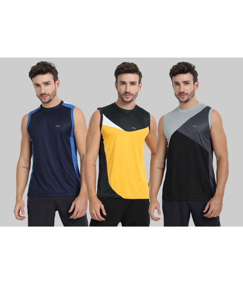     			FTX Pack of 3 Polyester Gym Vest For Men ( Navy )