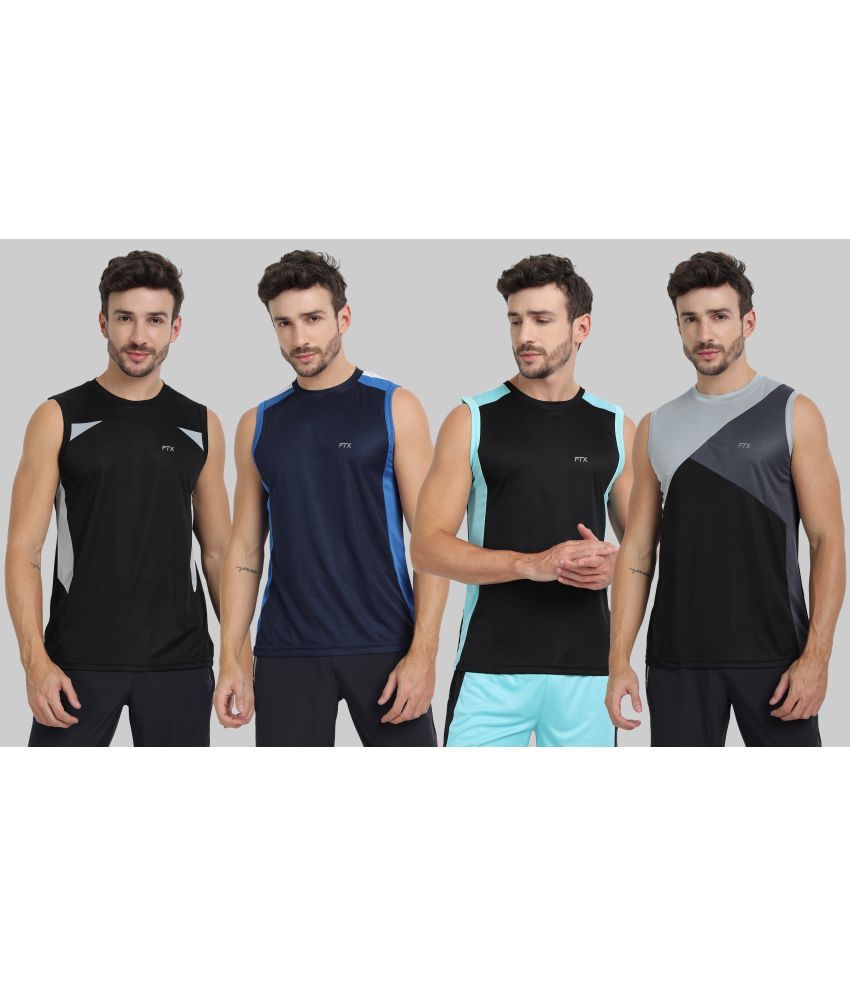     			FTX Pack of 4 Polyester Gym Vest For Men ( Navy )