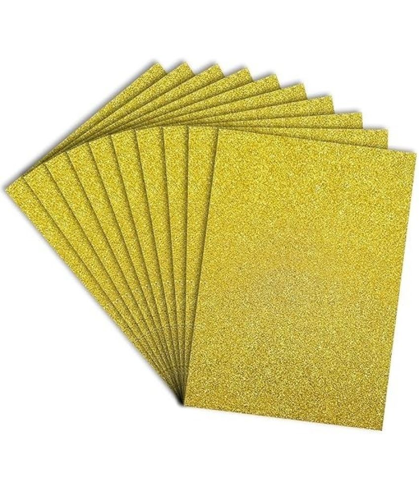     			Freedy 10 A4 Glitter Foam Sheet Sparkles Golden Color, for Art & Craft, Decoration, Gift Wrapping, Scrapbooking, Craft Project, Etc. A4 180 gsm Craft paper (Set of 1, Golden)