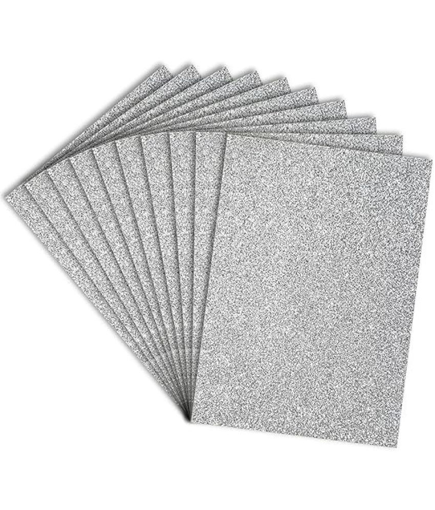     			Freedy A4 Size Glitter Foam Sheets, Silver Colour, Pack of 10 Sheets- for Art & Craft, Decoration, Gift Wrapping, Scrapbooking etc A4 180 gsm Craft paper (Set of 1, SILVER)