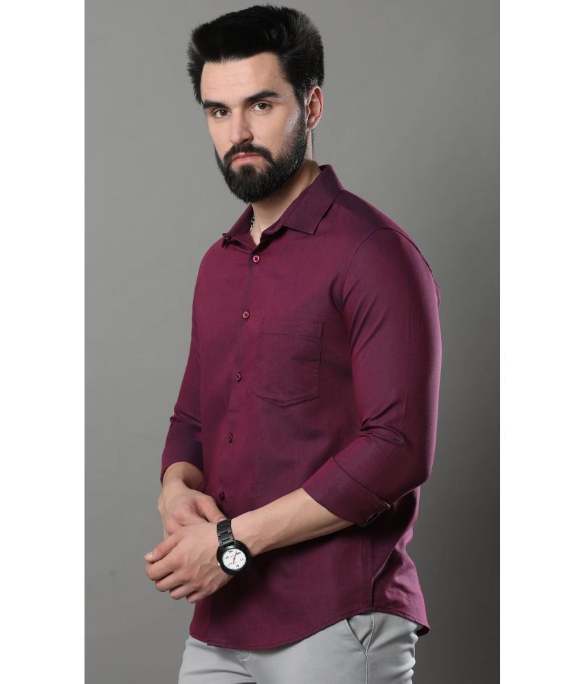     			INDICUL Poly Cotton Regular Fit Solids Full Sleeves Men's Casual Shirt - Purple ( Pack of 1 )