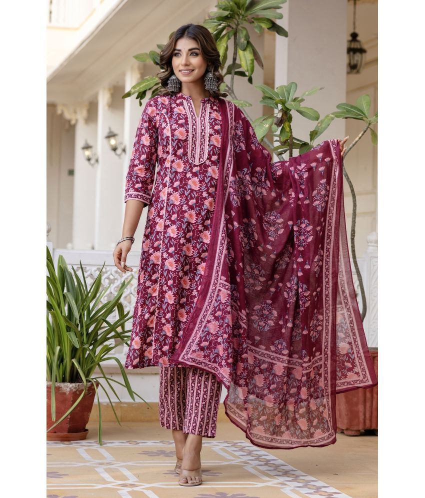     			Kohsh Cotton Printed Kurti With Pants Women's Stitched Salwar Suit - Pink ( Pack of 1 )