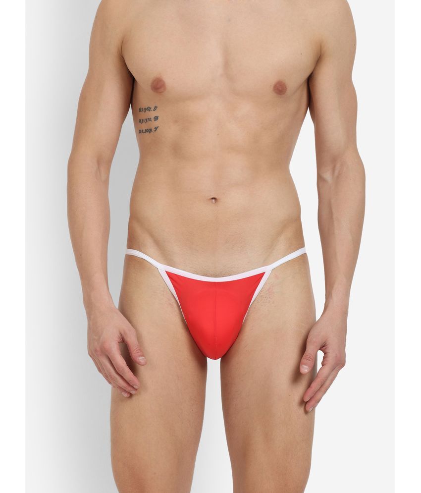     			La Intimo Pack of 1 Nylon Thongs For Men's ( Red )