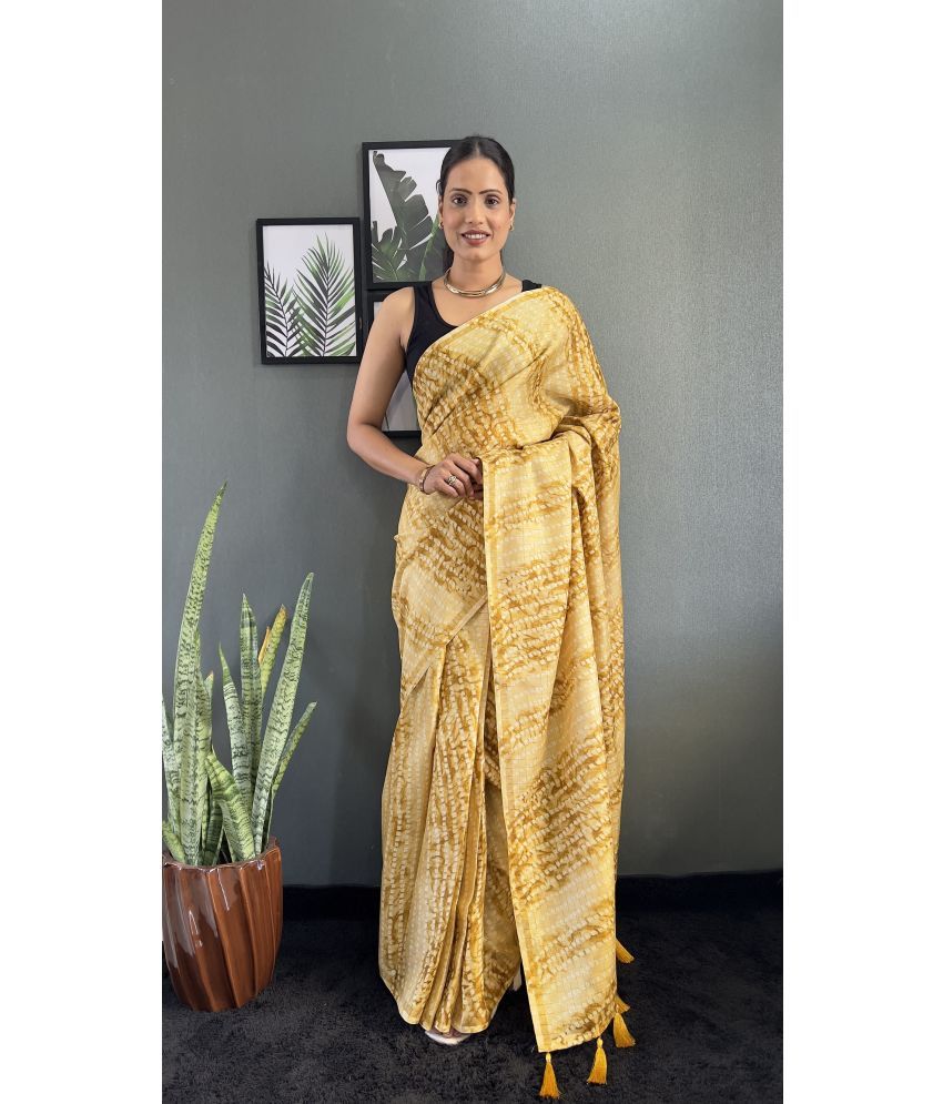     			Lady Shopi Pack of 1 Chiffon Woven Saree With Blouse Piece ( Yellow )