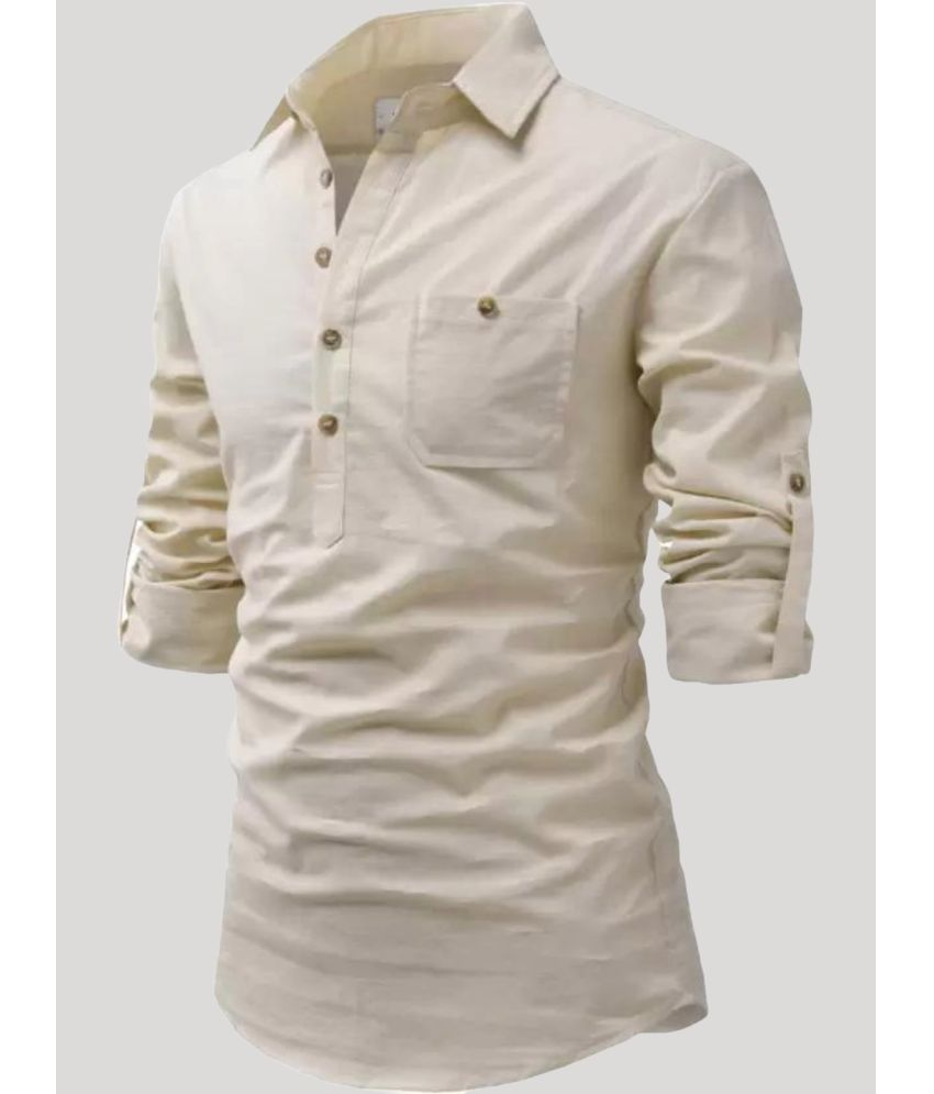     			Life Roads Beige Cotton Men's Shirt Style Kurta ( Pack of 1 )