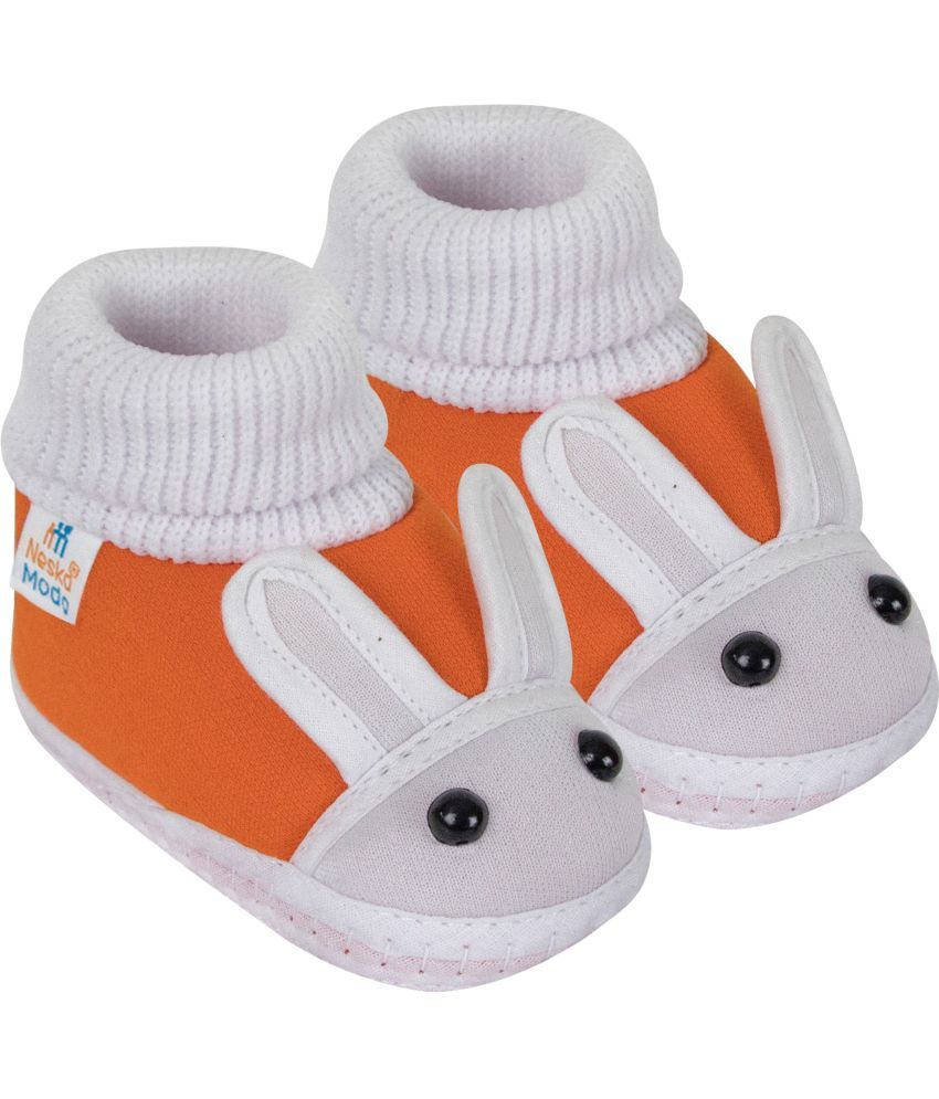     			Neska Moda - Orange Booties For Baby Boy & Baby Girl 6-12 Months ( Pack of 1 )