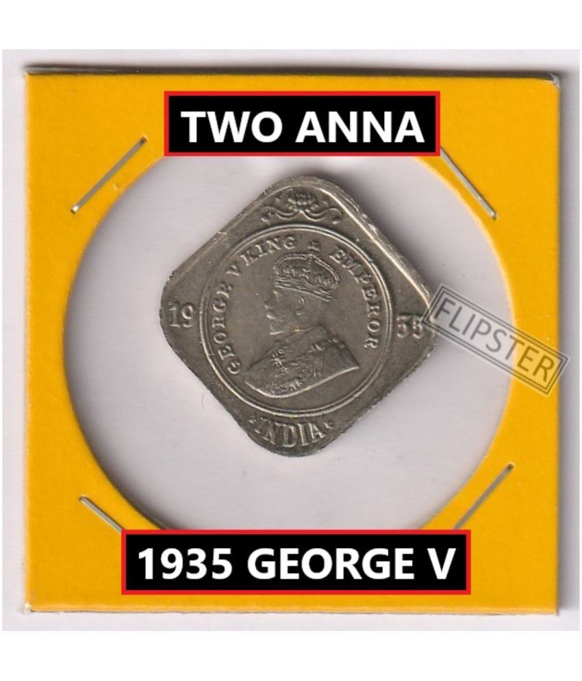     			Rare Two Anna 1935 King George 5th, old British India Coin Collection