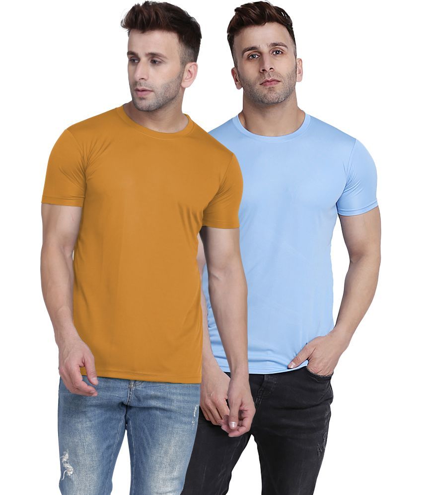     			TQH Polyester Slim Fit Solid Half Sleeves Men's Round T-Shirt - Multicolor5 ( Pack of 2 )