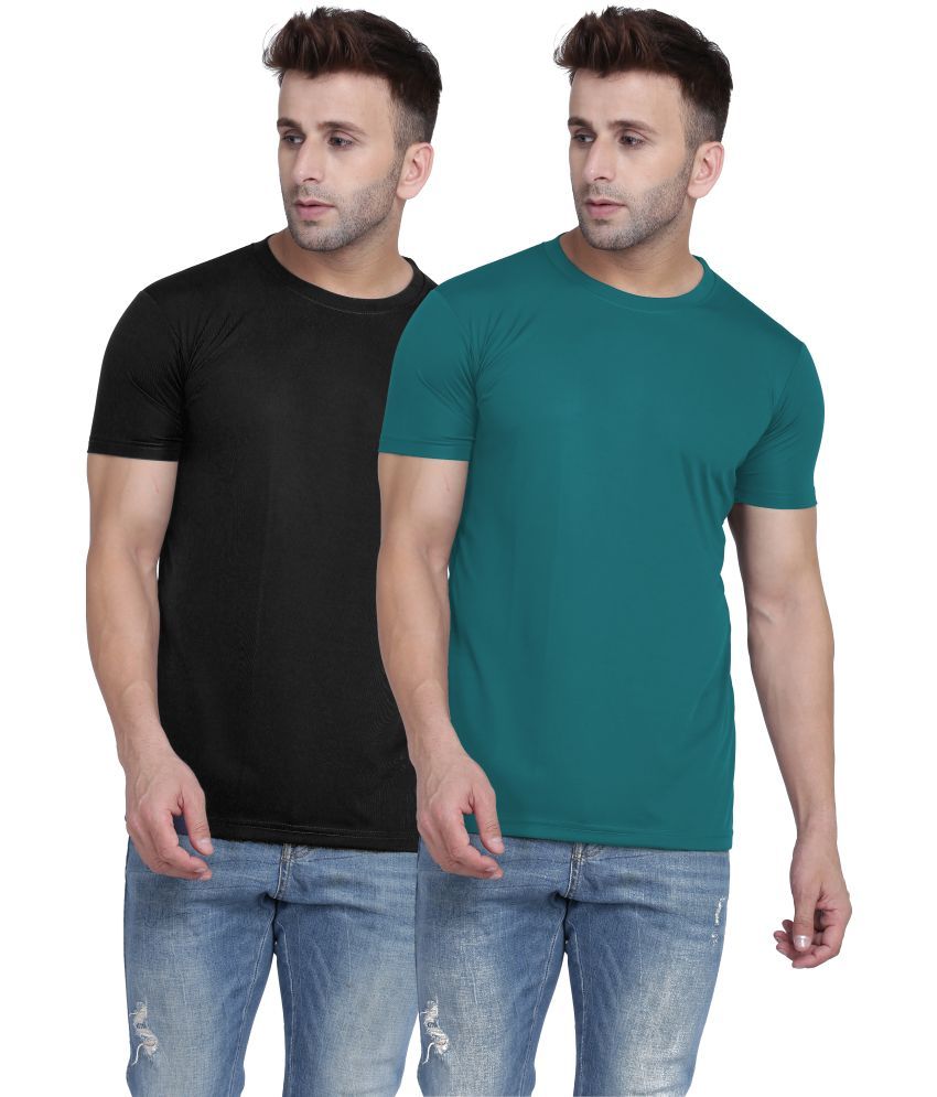     			TQH Polyester Slim Fit Solid Half Sleeves Men's Round T-Shirt - Multicolor4 ( Pack of 2 )