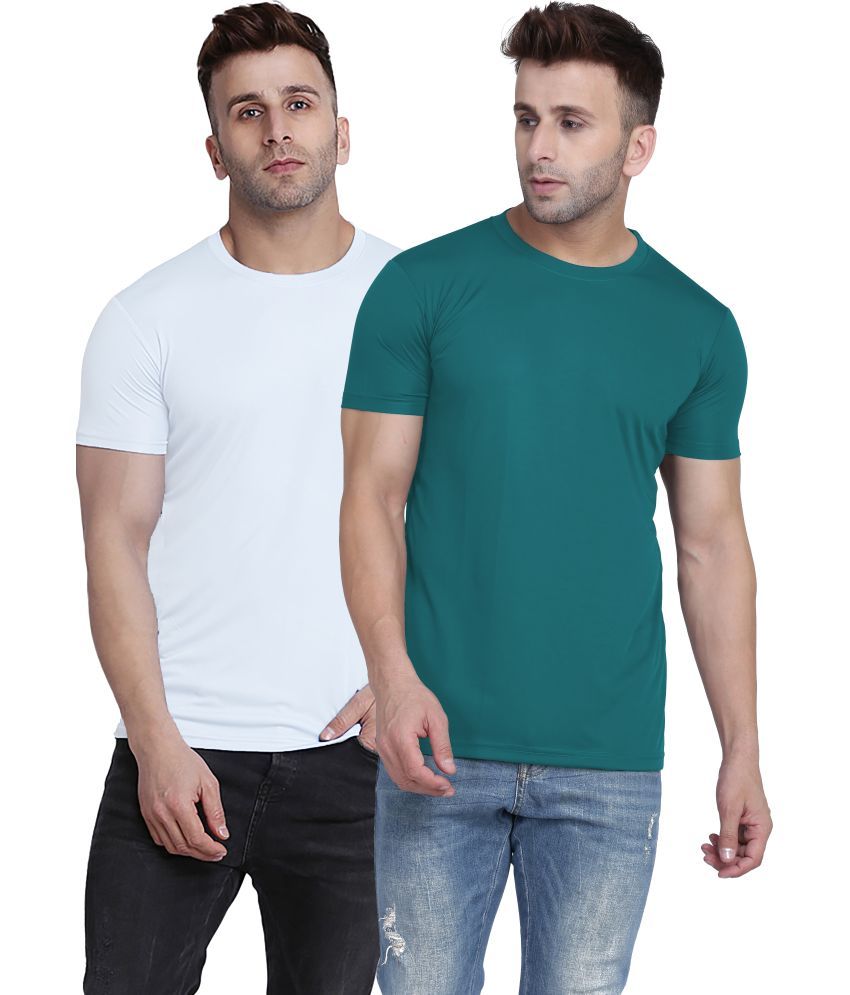     			TQH Polyester Slim Fit Solid Half Sleeves Men's Round T-Shirt - Multicolor11 ( Pack of 2 )