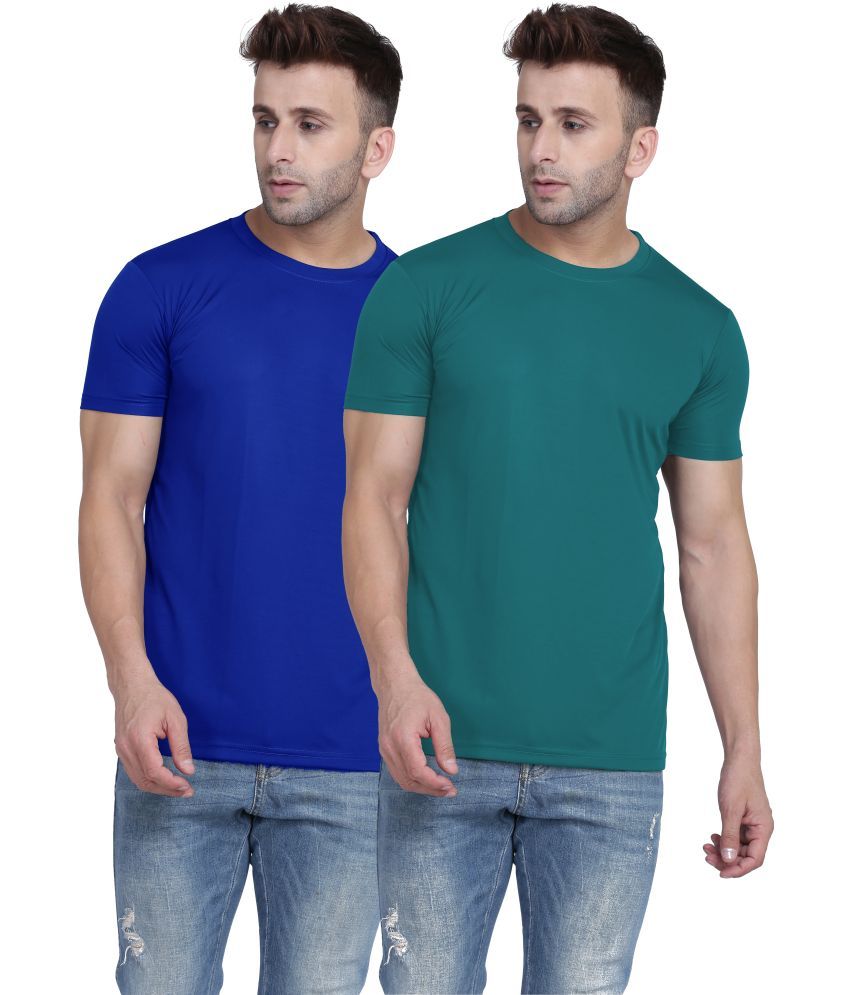     			TQH Polyester Slim Fit Solid Half Sleeves Men's Round T-Shirt - Multicolor14 ( Pack of 2 )