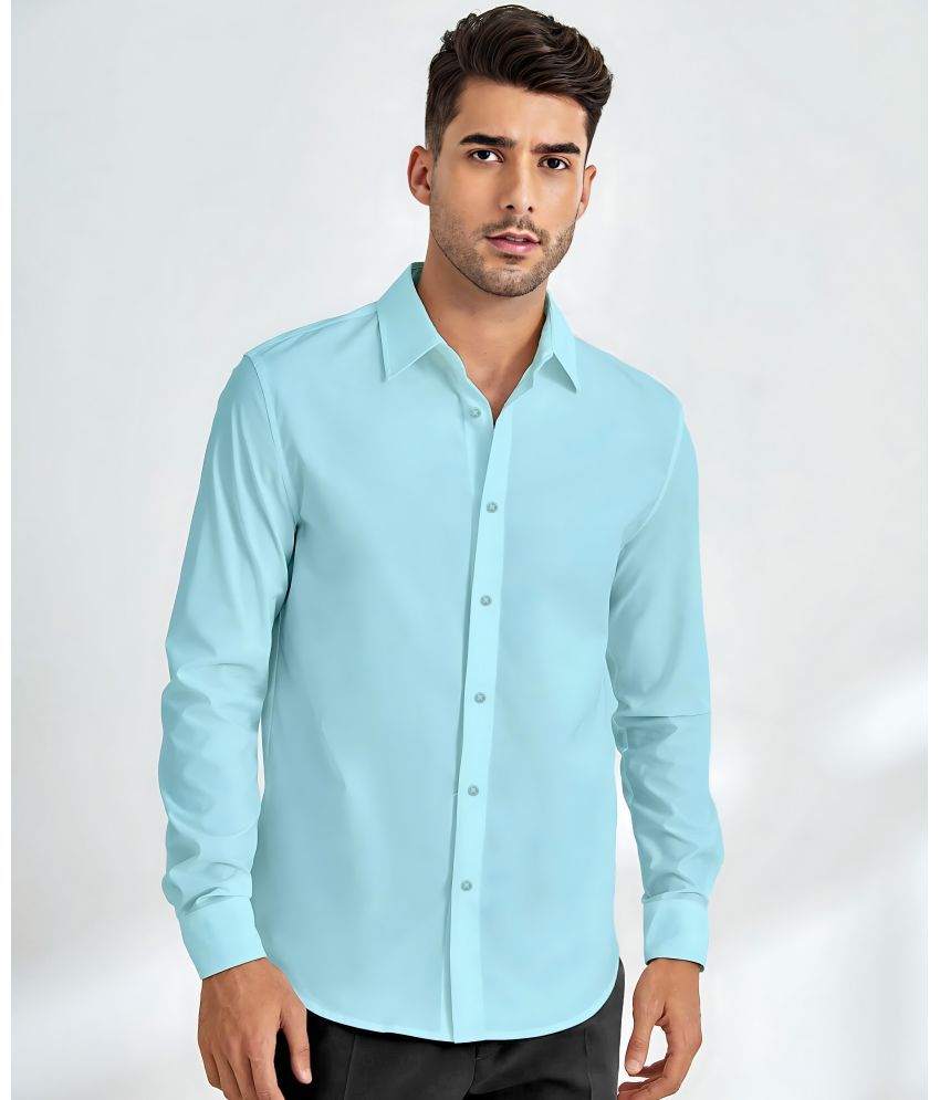     			WEBRIC Cotton Blend Regular Fit Solids Full Sleeves Men's Casual Shirt - Aqua Blue ( Pack of 1 )