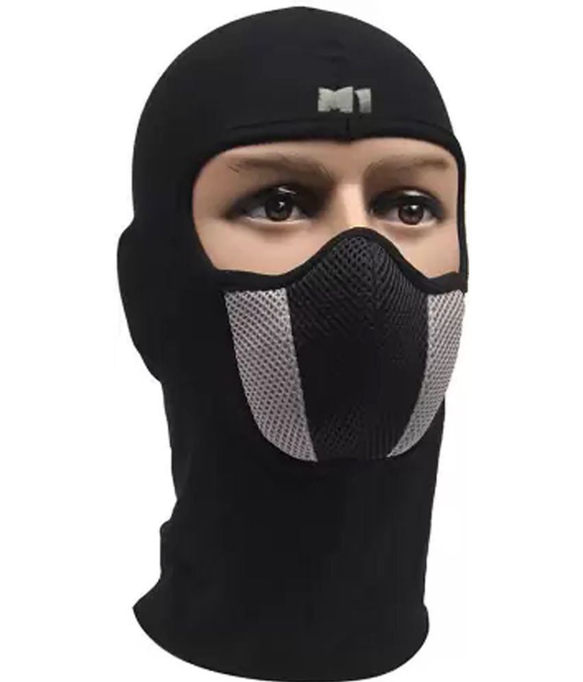     			AKSMIT Black/Grey Solid Fleece Bike Face Cover Free