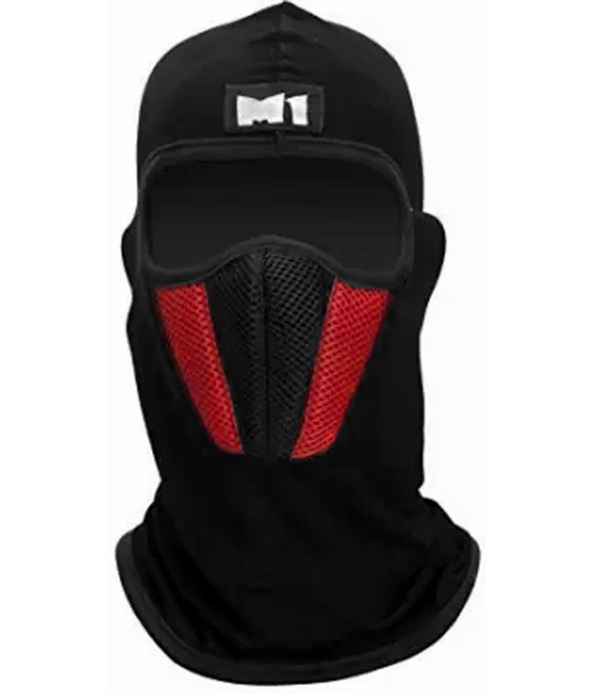     			AKSMIT Black/Red Solid Cotton Bike Face Cover Free