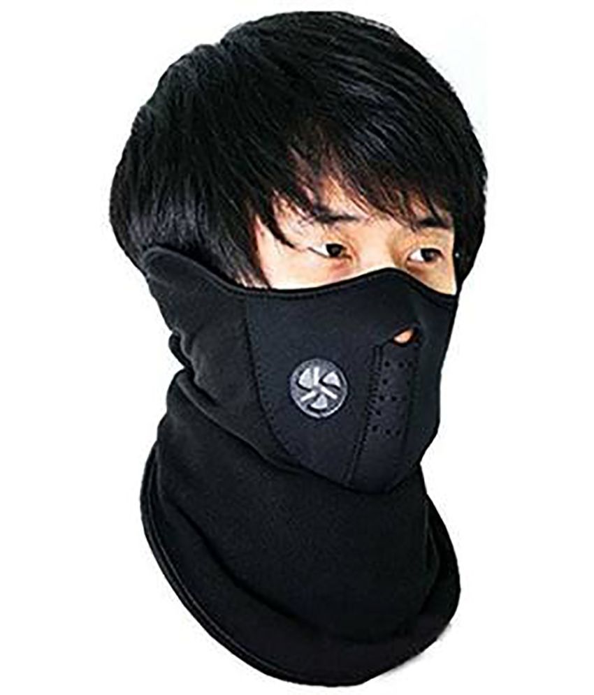     			AKSMIT Black Solid Cotton Bike Face Cover Free