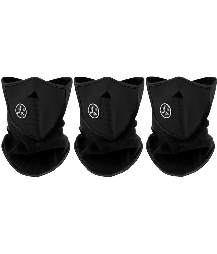     			AKSMIT Black Solid Woollen Bike Face Cover Free