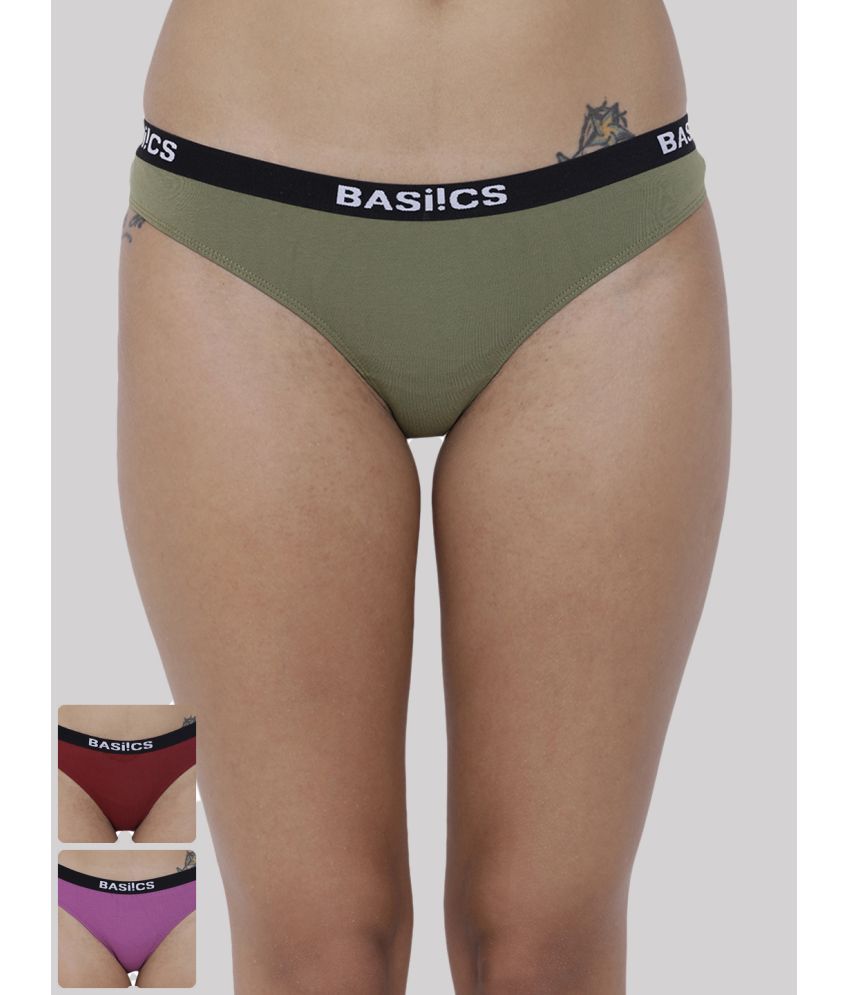     			BASIICS By La Intimo Pack of 3 Cotton Briefs For Women ( Multi Color )