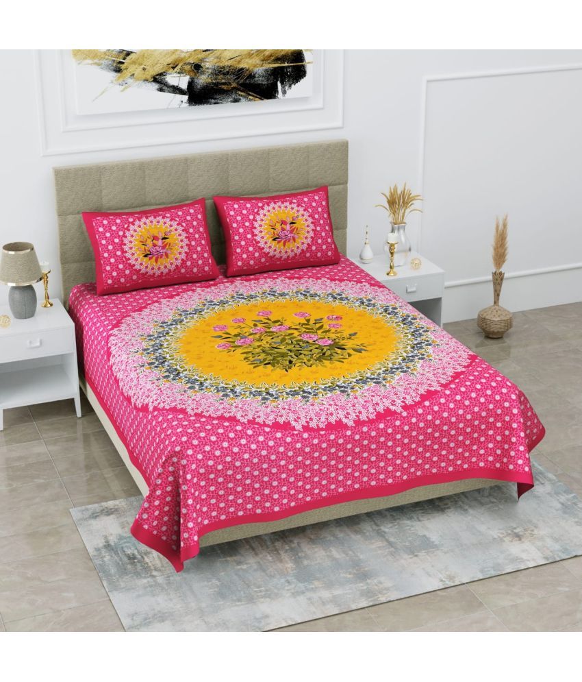     			DESHBANDHU DBK Cotton 1 Double Bedsheet with 2 Pillow Covers ( Pink )