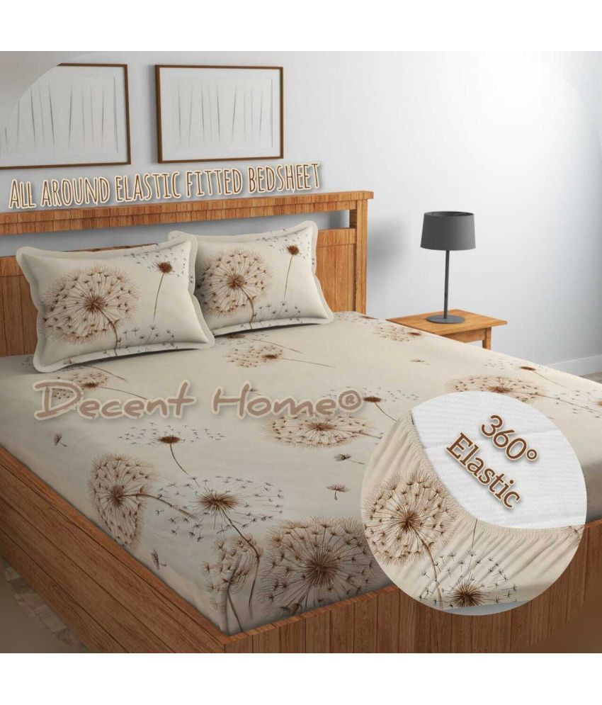     			Decent Home Cotton Abstract Printed Fitted ( Double Bed ) - Beige